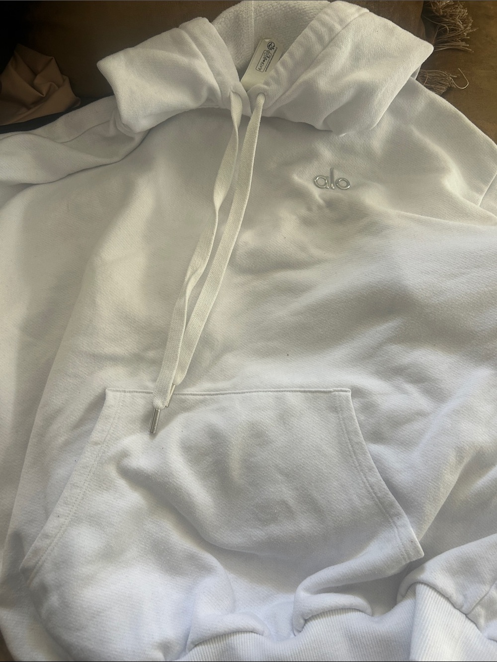 ALO Yoga White Accolade Hoodie Sweater Sz XXS - Picture 8 of 8